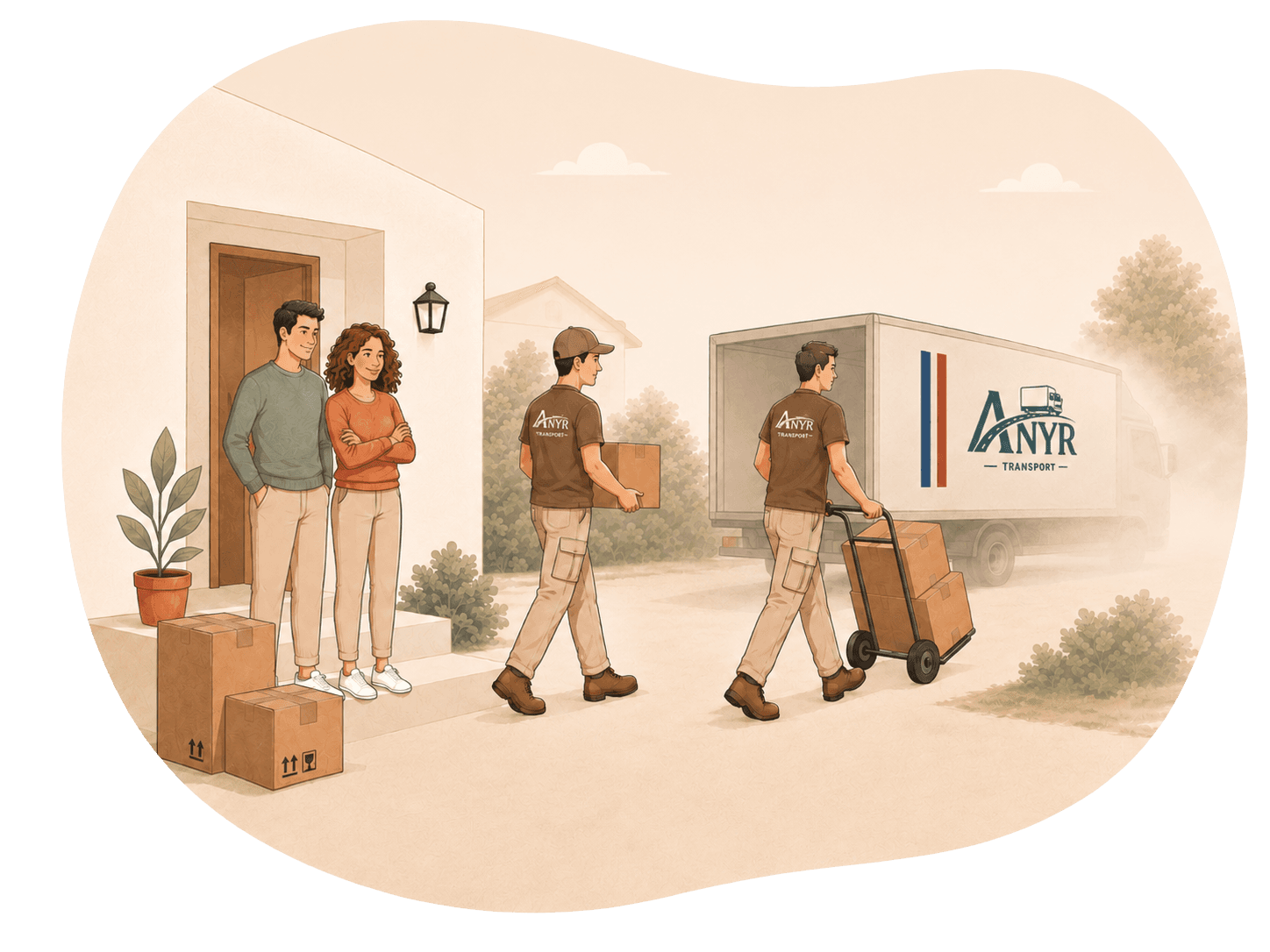 Équipe en action avec cartons